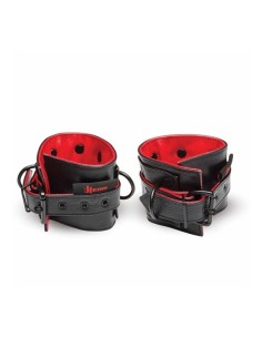 Leather Submissive Accessories Ankle Restraints - Black| Red