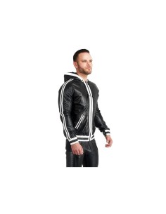 Leather Hoodie With Stripes