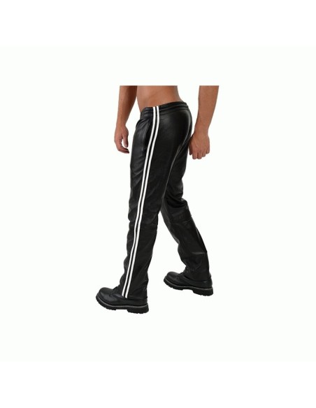 Mister B Leather Jogging Pants White Stripes