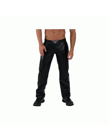 Mister B Leather Jogging Pants White Stripes