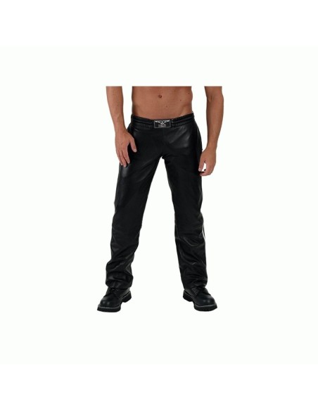 Mister B Leather Jogging Pants White Stripes