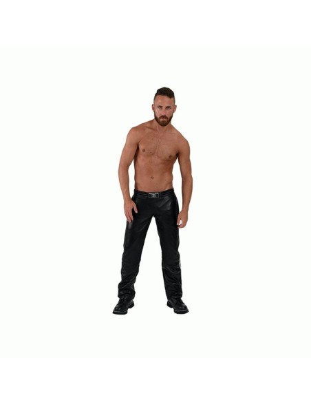 Mister B Leather Jogging Pants White Stripes