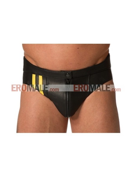 Leather Frat Jock Yellow