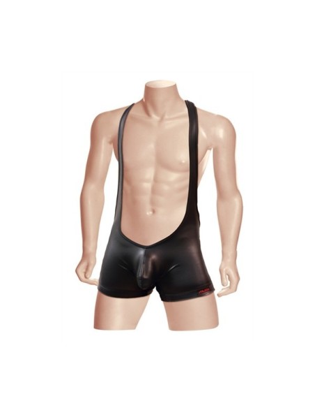 Wet Look Wrestling Singlet Small, Black 28/30
