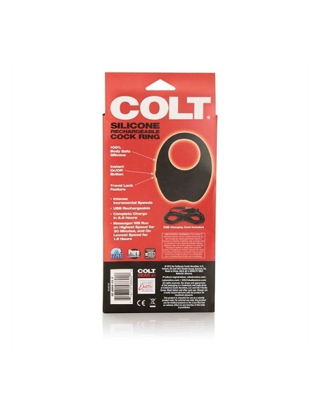 Colt Silicone Rechargeable Cock Ring - Black