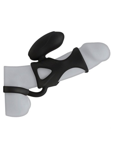 Caged Vibrating Silicone Cock Cage With Ball Strap - Black