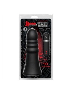 Vibrating Silicone Butt Plug Ridged 20 cm. (8 inch) - Black