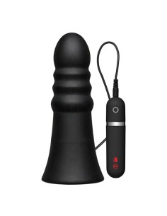 Vibrating Silicone Butt Plug Ridged 20 cm. (8 inch) - Black 2