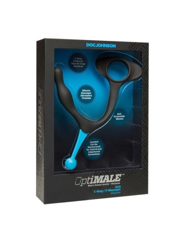 OptiMALE Duo Silicone C-Ring / P-Massager - Black