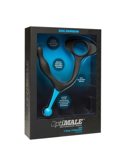 OptiMALE Duo Silicone C-Ring / P-Massager - Black