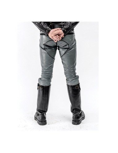 Mister B Leather FXXXer Jeans Grey With Black Piping