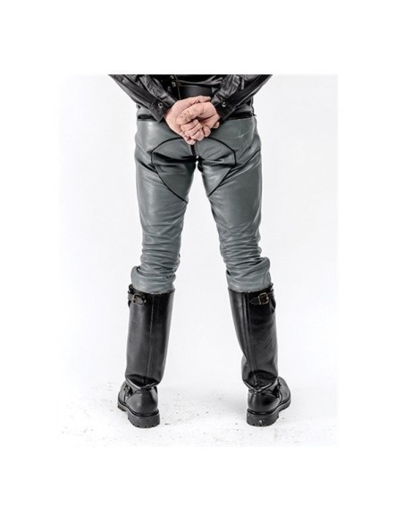 Mister B Leather FXXXer Jeans Grey With Black Piping