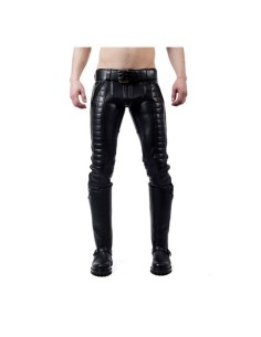 Mister B Leather Indicator Jeans Black Stitching-Piping