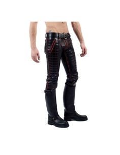 Mister B Leather Indicator Jeans Red Stitching-Piping