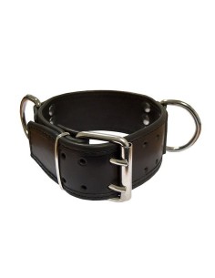 Leather Slave Collar D-Rings Broad