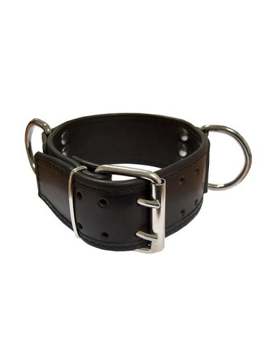 Leather Slave Collar D-Rings Broad